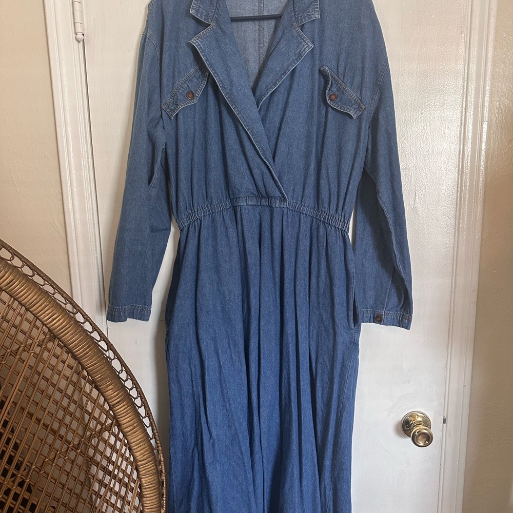Talbots Blue Long Sleeve Denim Dress
